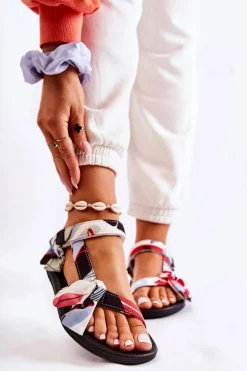 Damskie Sandały Na Rzepy Czerwone Caprisa