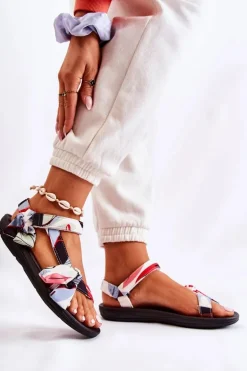 Damskie Sandały Na Rzepy Czerwone Caprisa