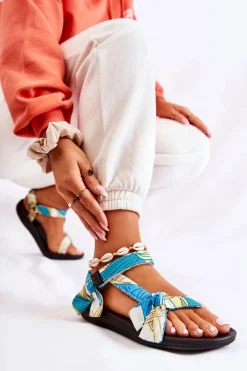 Damskie Sandały Na Rzepy Zielone Caprisa