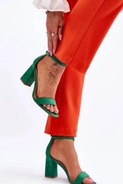 Damskie Sandały Na Stabilnym Słupku Zielone Lavissa