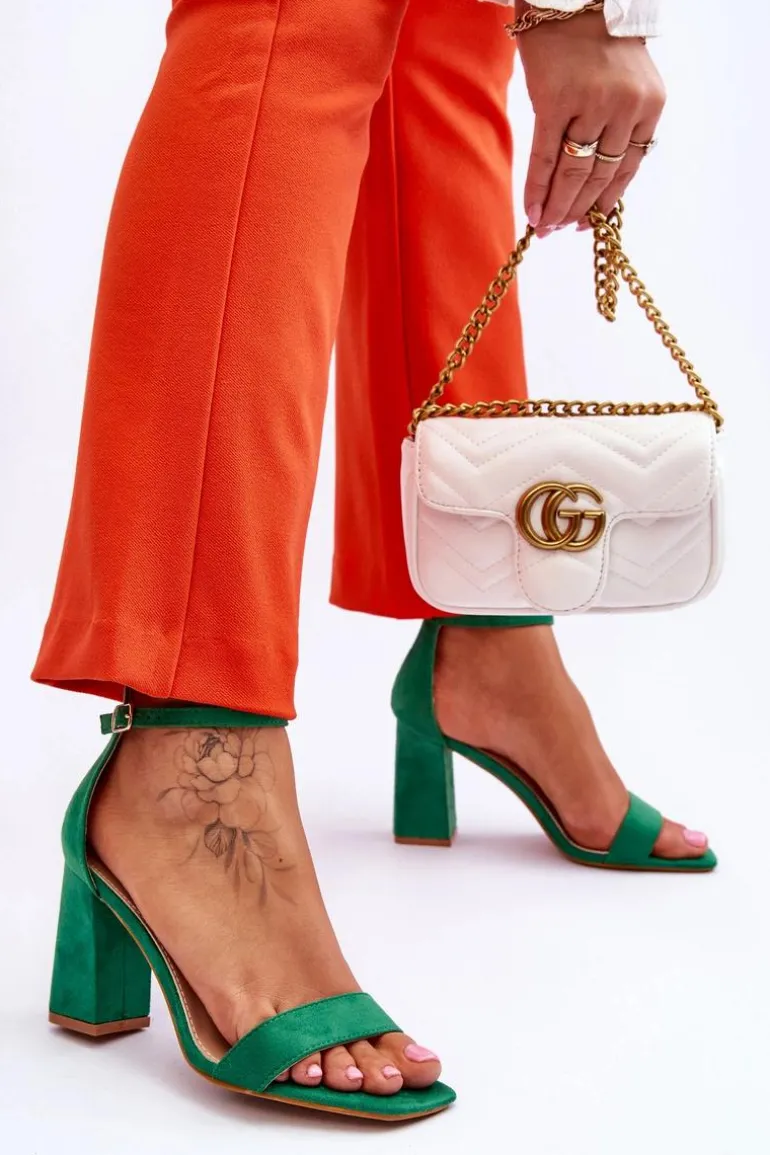 Damskie Sandały Na Stabilnym Słupku Zielone Lavissa