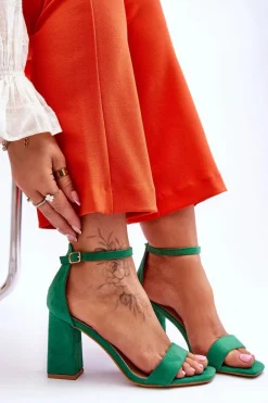 Damskie Sandały Na Stabilnym Słupku Zielone Lavissa