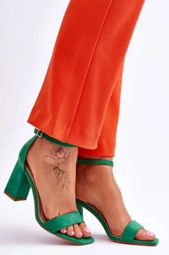 Damskie Sandały Na Stabilnym Słupku Zielone Lavissa