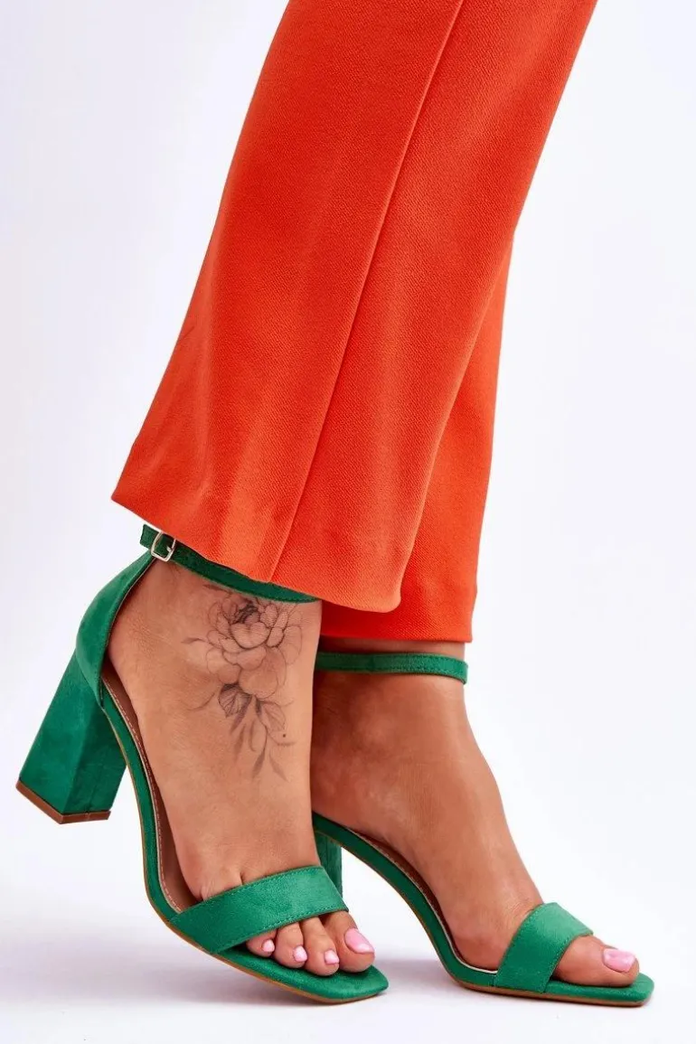 Damskie Sandały Na Stabilnym Słupku Zielone Lavissa