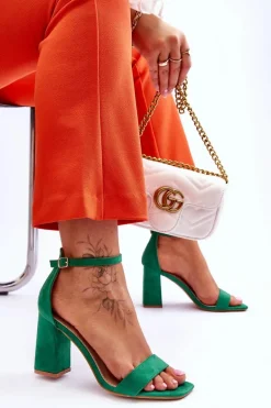 Damskie Sandały Na Stabilnym Słupku Zielone Lavissa