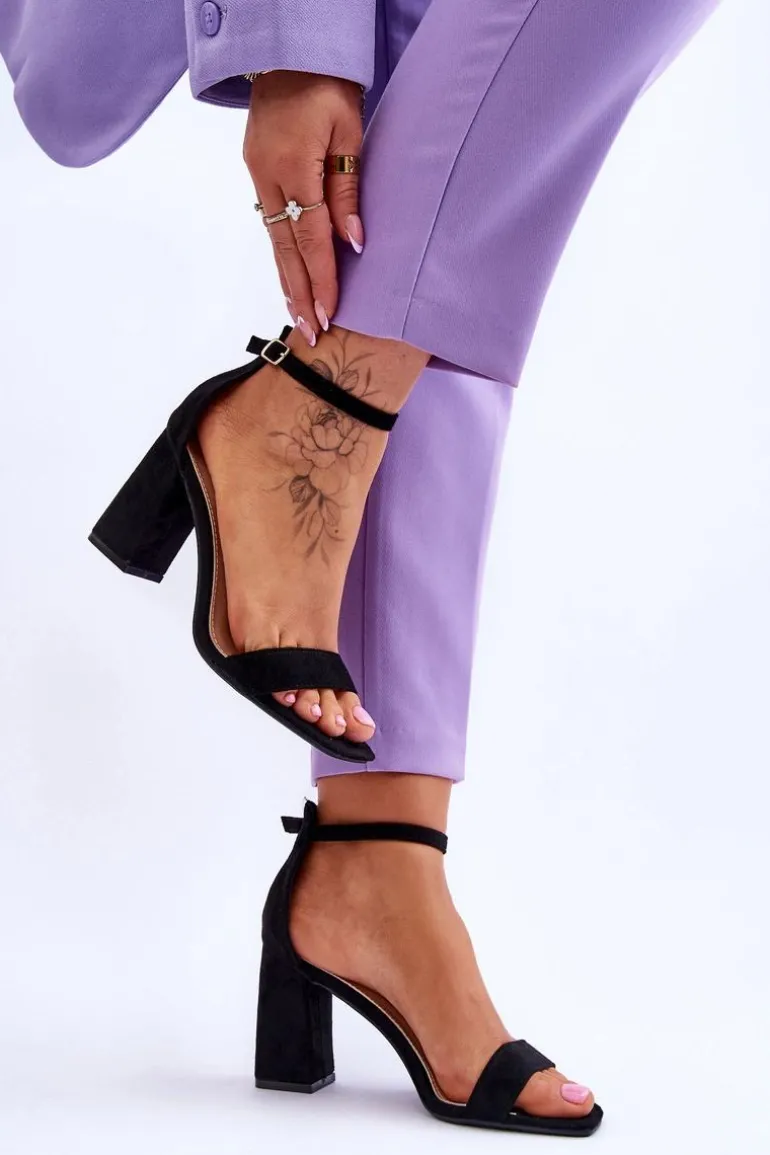 Damskie Sandały Na Stabilnym Słupku Czarne Lavissa