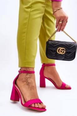 Damskie Sandały Na Stabilnym Słupku Fuksja Lavissa