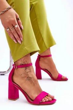 Damskie Sandały Na Stabilnym Słupku Fuksja Lavissa