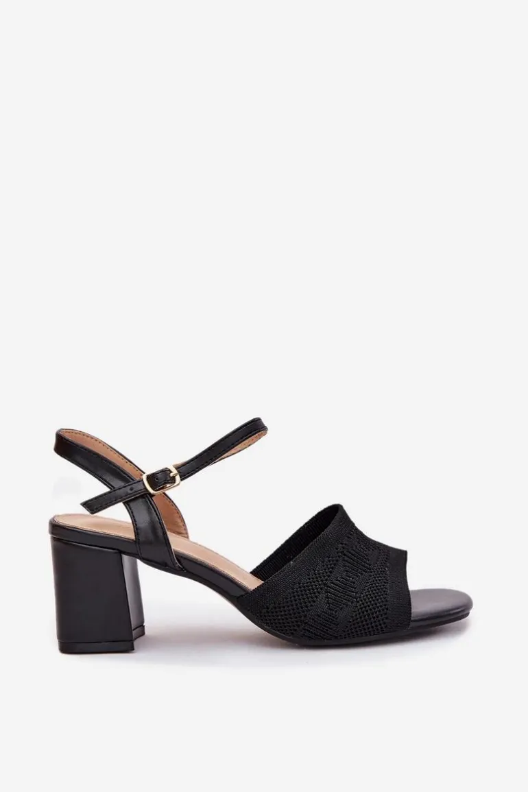 Damskie Sandały Na Słupkowym Obcasie Czarne Sarena