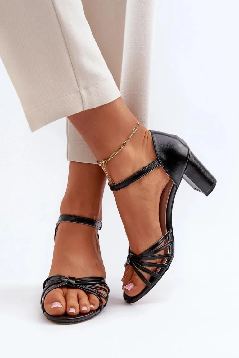 Damskie Sandały Na Słupku Czarne Pyrrette