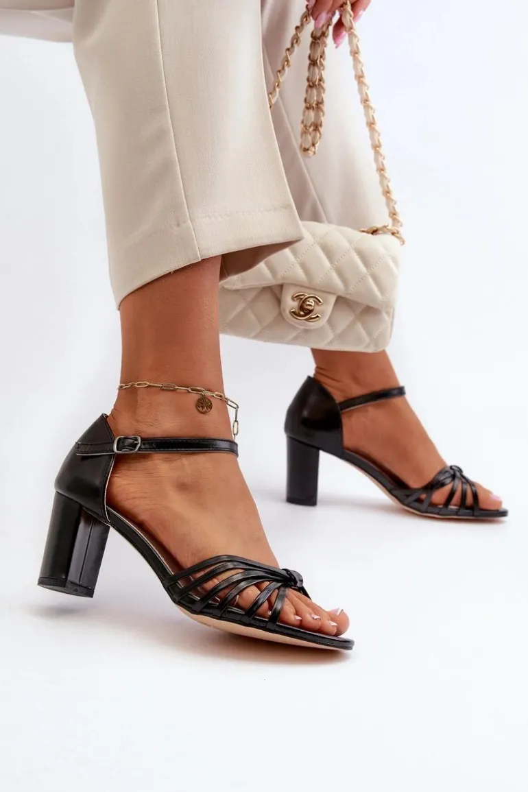 Damskie Sandały Na Słupku Czarne Pyrrette