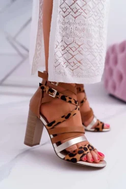 Damskie Sandały Na Słupku Eleganckie Z Paskami Villey