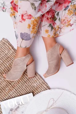 Damskie Sandały Na Słupku Peep Toe Beżowe Nevienna