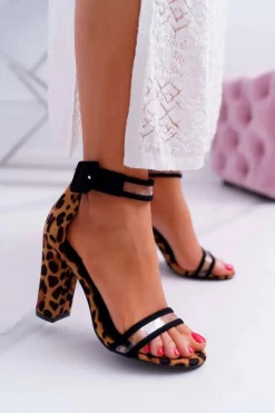 Damskie Sandały Na Słupku W Panterkę Dolimo
