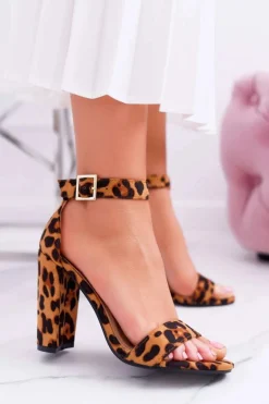 Damskie Sandały Na Słupku W Panterkę Serenity
