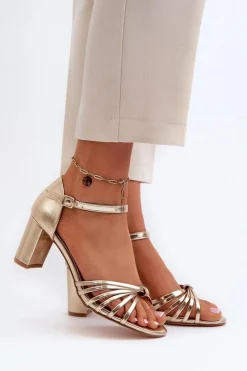 Damskie Sandały Na Słupku Złote Pyrrette