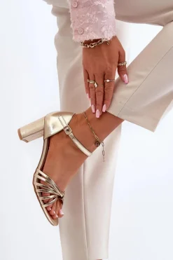 Damskie Sandały Na Słupku Złote Pyrrette