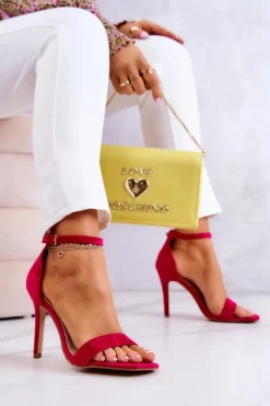 Damskie Sandały Na Szpilce Zamszowe Fuksja Massimo