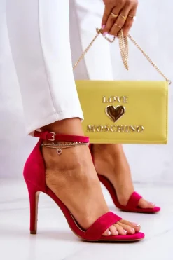 Damskie Sandały Na Szpilce Zamszowe Fuksja Massimo