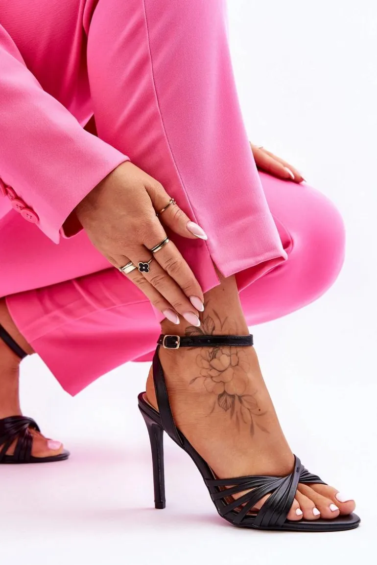 Damskie Sandały Na Szpilce Czarne My Darling