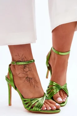 Damskie Sandały Na Szpilce Zielone My Darling