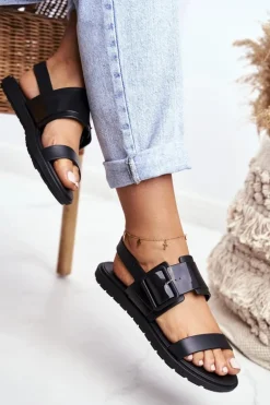 Damskie Sandały Pachnące Gumowe ZAXY Czarne DD285051