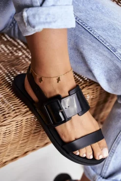 Damskie Sandały Pachnące Gumowe ZAXY Czarne DD285051