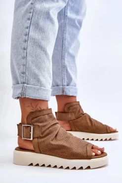 Damskie Sandały Z Cholewką Za Kostkę Camel Adonis