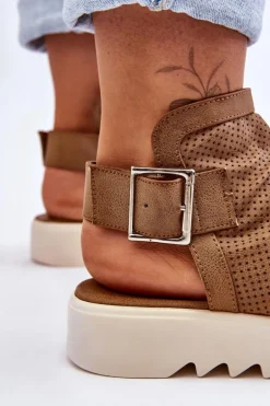 Damskie Sandały Z Cholewką Za Kostkę Camel Adonis