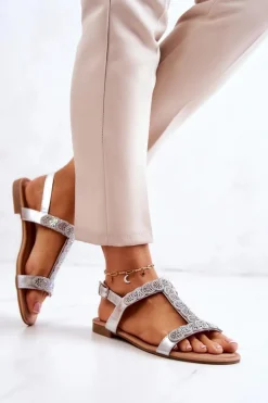 Damskie Sandały Z Dżetami Srebrne Julies