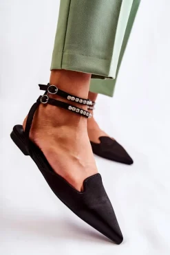 Damskie Sandały Z Noskiem W Szpic Czarne Amisha