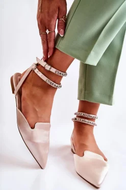 Damskie Sandały Z Noskiem W Szpic Beżowe Amisha