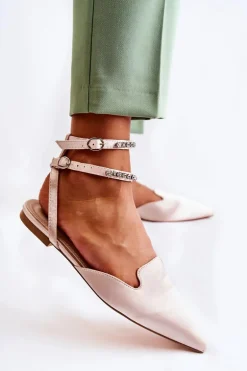 Damskie Sandały Z Noskiem W Szpic Beżowe Amisha