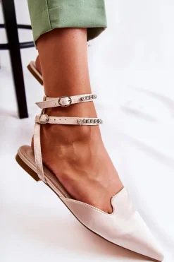 Damskie Sandały Z Noskiem W Szpic Beżowe Amisha