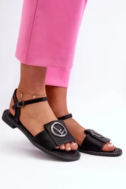 Damskie Sandały Z Ozdobą S.Barski KV27-045 Czarne