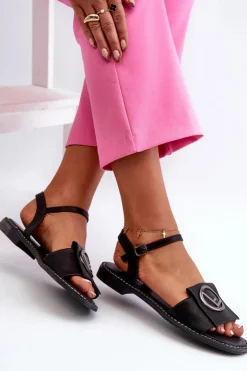 Damskie Sandały Z Ozdobą S.Barski KV27-045 Czarne