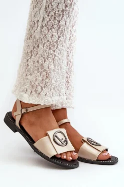 Damskie Sandały Z Ozdobą S.Barski KV27-045 Złote