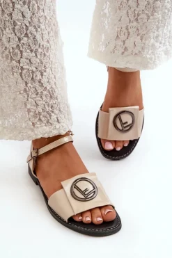 Damskie Sandały Z Ozdobą S.Barski KV27-045 Złote