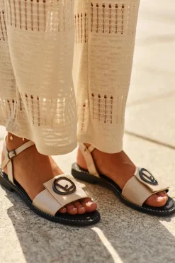 Damskie Sandały Z Ozdobą S.Barski KV27-045 Złote