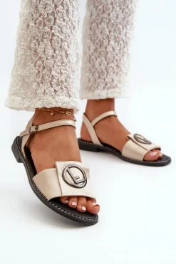 Damskie Sandały Z Ozdobą S.Barski KV27-045 Złote