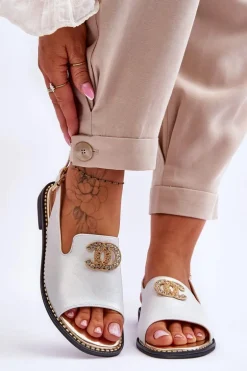 Damskie Sandały Z Ozdobą S.Barski KV-2775-49 Srebrne