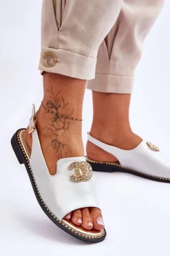 Damskie Sandały Z Ozdobą S.Barski KV-2775-49 Srebrne