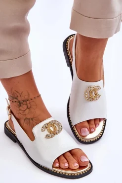 Damskie Sandały Z Ozdobą S.Barski KV-2775-49 Srebrne