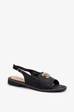 Damskie Sandały Z Ozdobą S.Barski KV27-049 Czarne