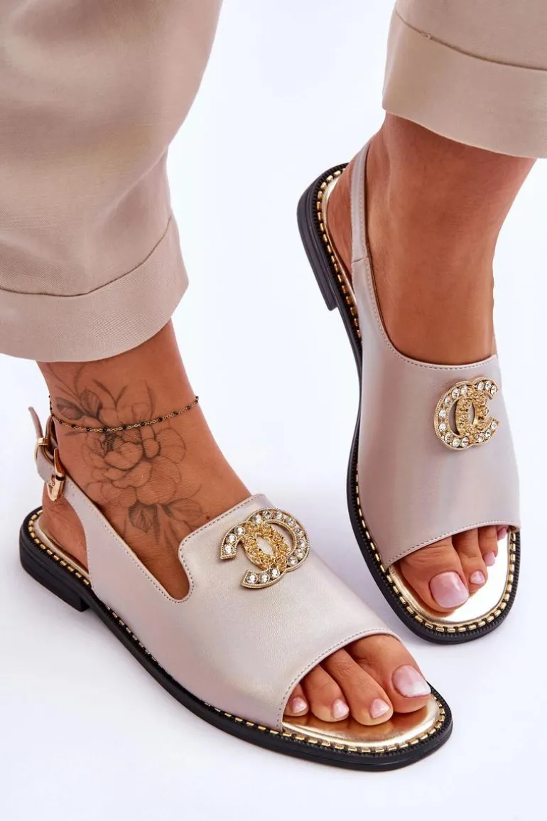 Damskie Sandały Z Ozdobą S.Barski KV-2775-49 Różowo-Złote