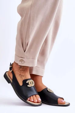 Damskie Sandały Z Ozdobą S.Barski KV-2775-49 Czarne