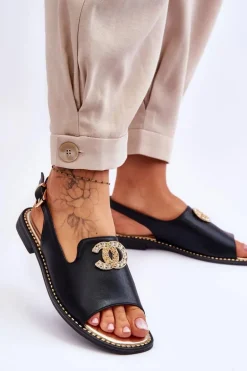 Damskie Sandały Z Ozdobą S.Barski KV-2775-49 Czarne