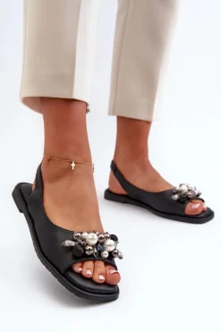 Damskie Sandały Z Ozdobami S.Barski KV27-004 Czarne