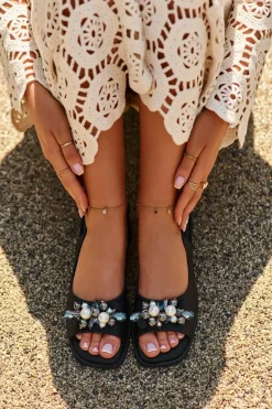 Damskie Sandały Z Ozdobami S.Barski KV27-004 Czarne