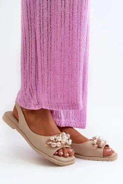 Damskie Sandały Z Ozdobami S.Barski KV27-004 Beżowe